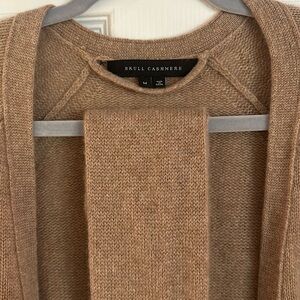 NWT 360 CASHMERE Skull Cashmere Belted Cardiga with Pockets Cream MSRP$650